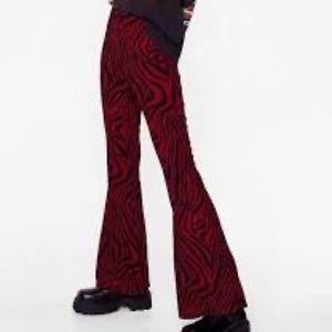 red zebra flare pants